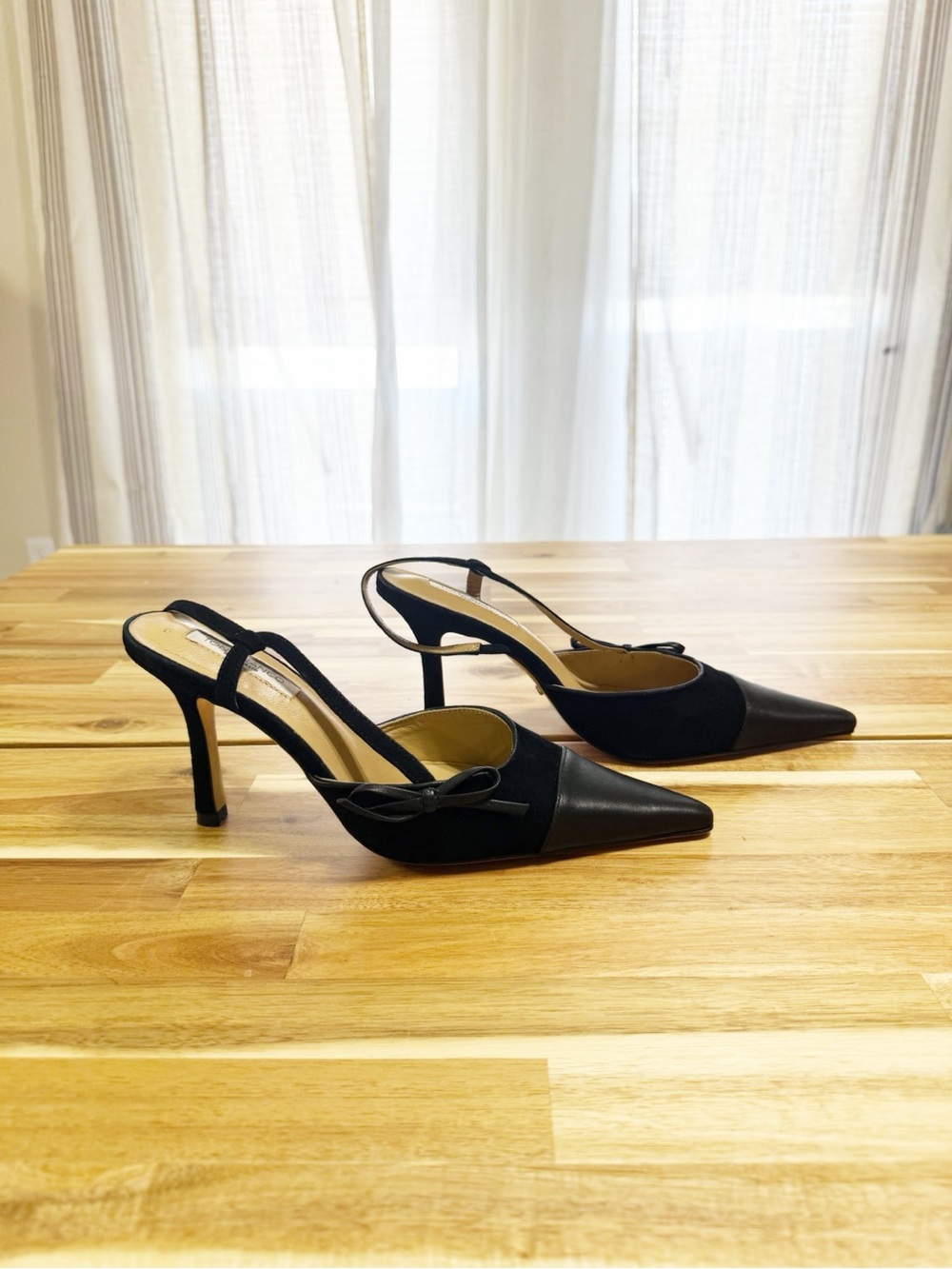 Tony Bianco Harmony Bow Detail Pointed Cap Toe Slingback in Black Revolve 8 - Picture 10 of 15